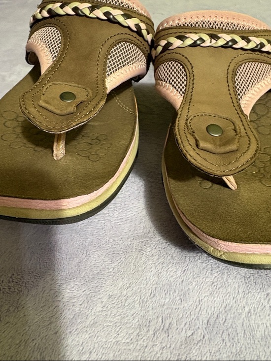 Hush Puppies Brown and Pink Braided Thong Sandals - Picture 9 of 9